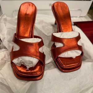 Tamara Mellon Orange Leather Sandal